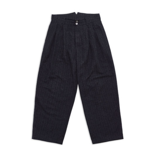 EVERYDAY DOUBLE PLEATED PANT GREY PINSTRIPE SS27