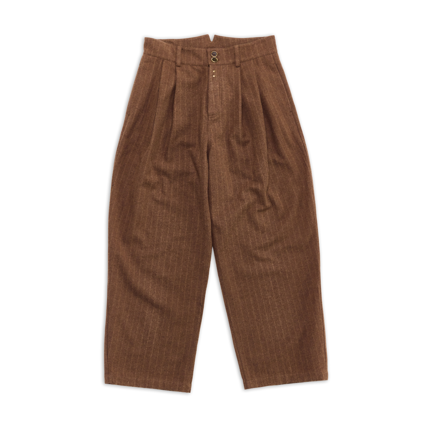 EVERYDAY DOUBLE PLEATED PANT BROWN PINSTRIPE SS27