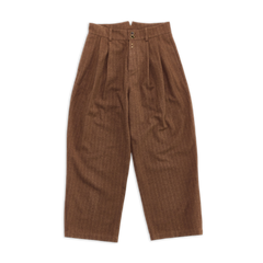 EVERYDAY DOUBLE PLEATED PANT BROWN PINSTRIPE SS27