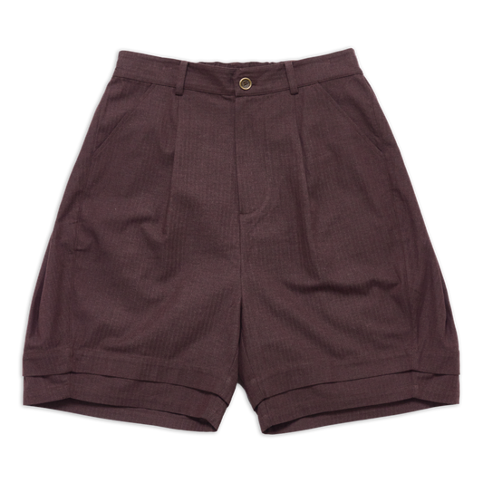 DEANS PLEATED SHORT BURGUNDY SS27