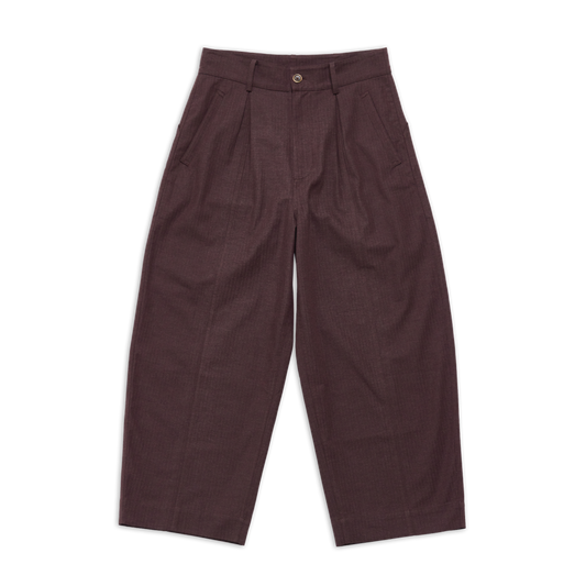 COTTONOPOLIS BALLOON PANT HERRINGBONE BROWN SS27