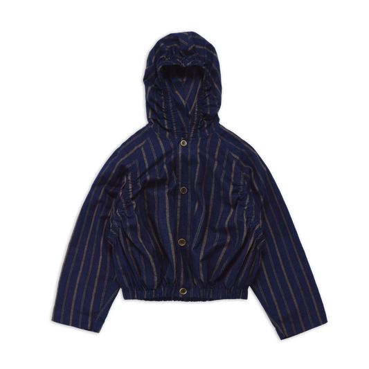 ELASTICATED HOODED JACKET NAVY SS27