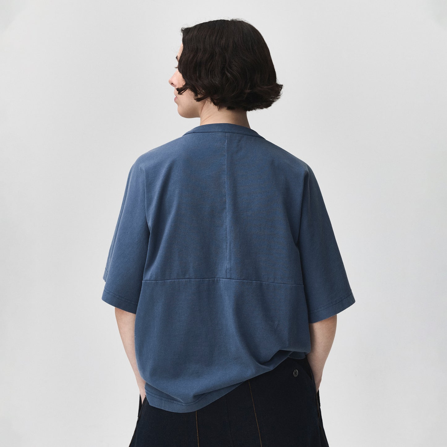 Narrow Raglan Tee Washed Blue