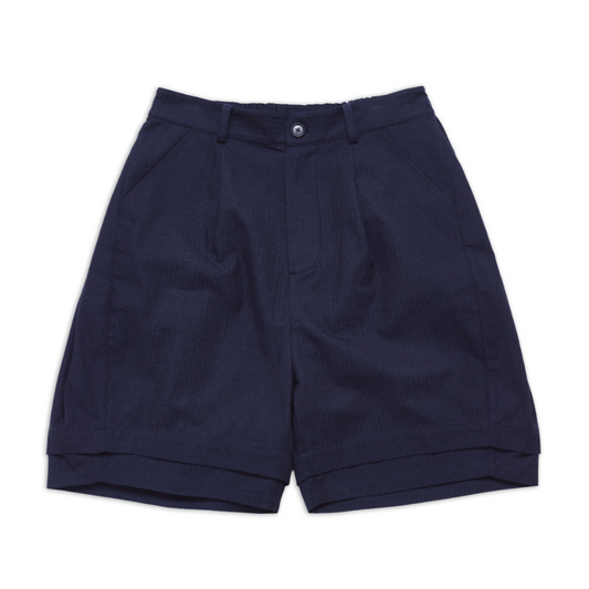 DEANS PLEATED SHORT NAVY SS27